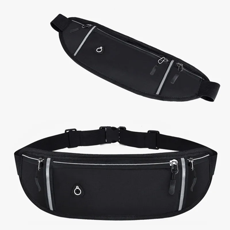 Running Waist Bag Lightweight Waterproof Reflective Strip Waist Fanny Pack Gym Sport Running Waist Pack Adjustable Elastic Strap