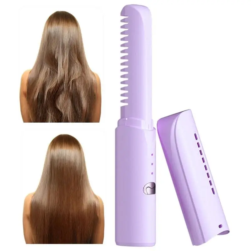 Hair Straightening Brush 3 Levels Temperature Portable Cordless Hair Straightening Instant Heating Cordless Electric Comb