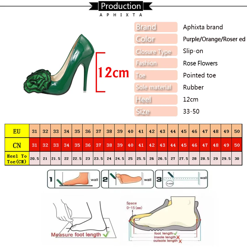 Aphixta Verde scuro 12 cm Tacchi a spillo Décolleté da donna Fiori di rosa Appliques Lavoro Studente Taglia Scarpe da festa colorate Taglia grande