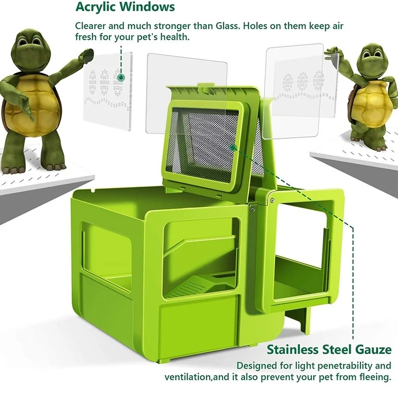 

Dry and Wet Separation with Platform Turtle Tank Breathable Raising Turtle Lizard Spider Reptile Feeding Box