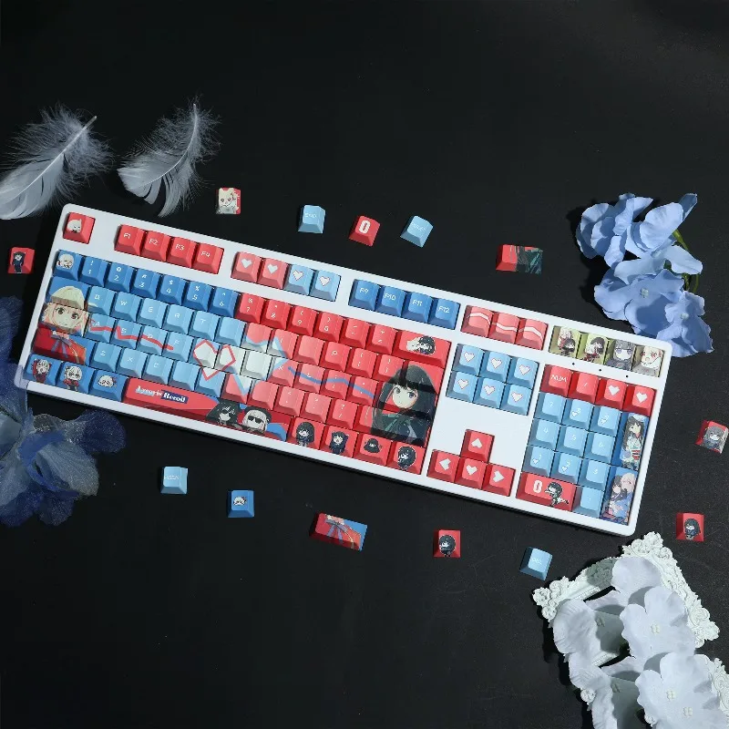 Anime lycoris recoil Theme Keycaps 120 Keys PBT Cherry Profile Keycap Custom Cartoon Key Caps for Mechanical Keyboard Gifts