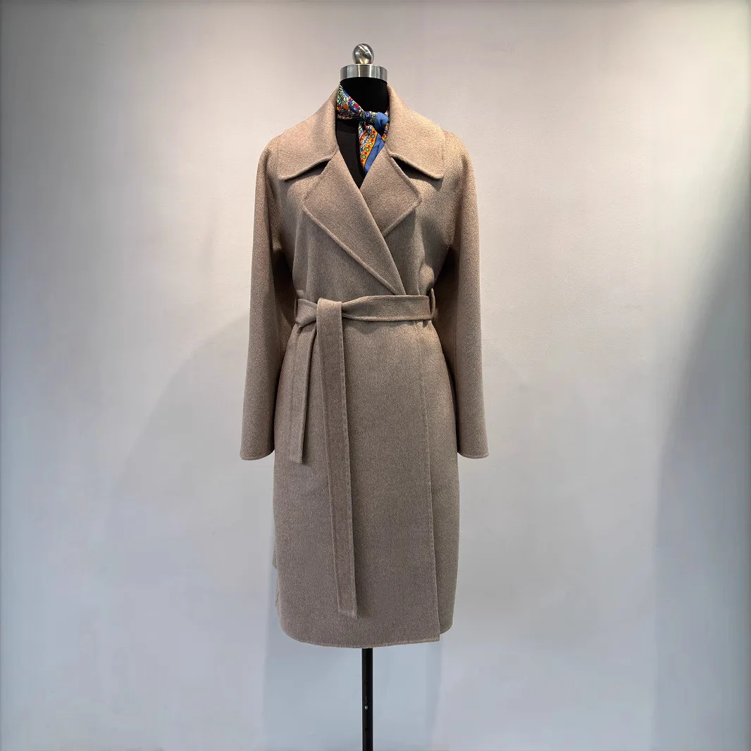 MAX Cabinet 3W+Correct Edition Organ style Tribute Needle Pocket Handmade Double sided Cashmere Coat Women's Long Style