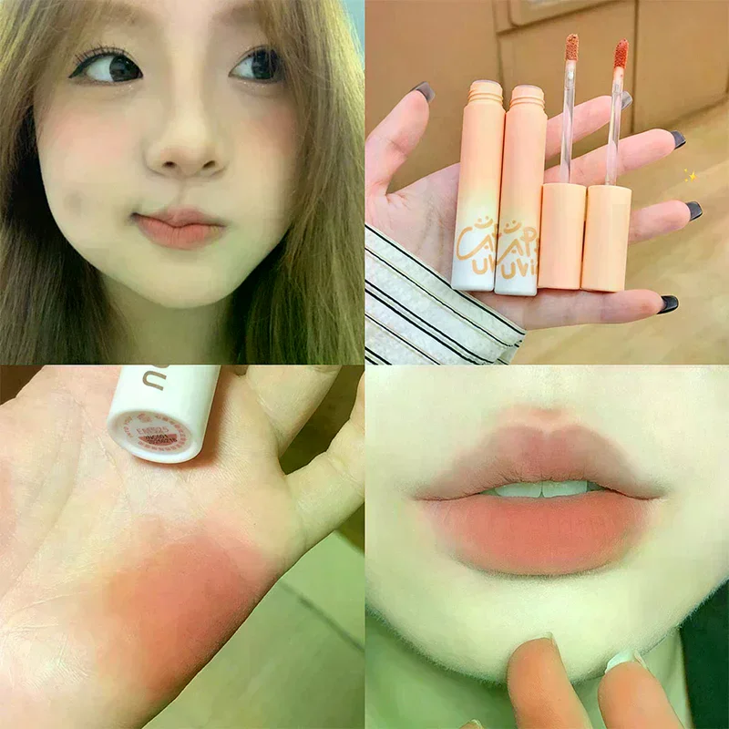 Cappuvini Zucca Albicocca Fango per labbra Velluto Crema per labbra Texture opaca Rossetto Sovrapposizione Base Colore Rosa Arancione Lucidalabbra Tinta Cosmetico