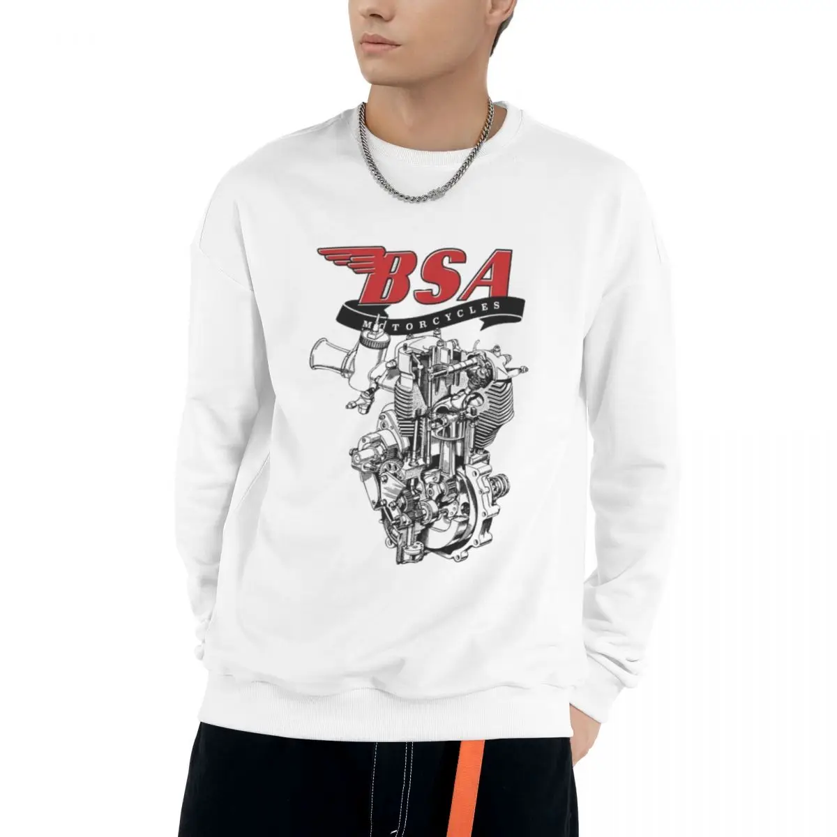 

British Classic Motorcycle - BSA Goldstar Engine Hoodie Mens Fashion Warm Sweatshirt Hip Hop Hoodie Casual Streetwear