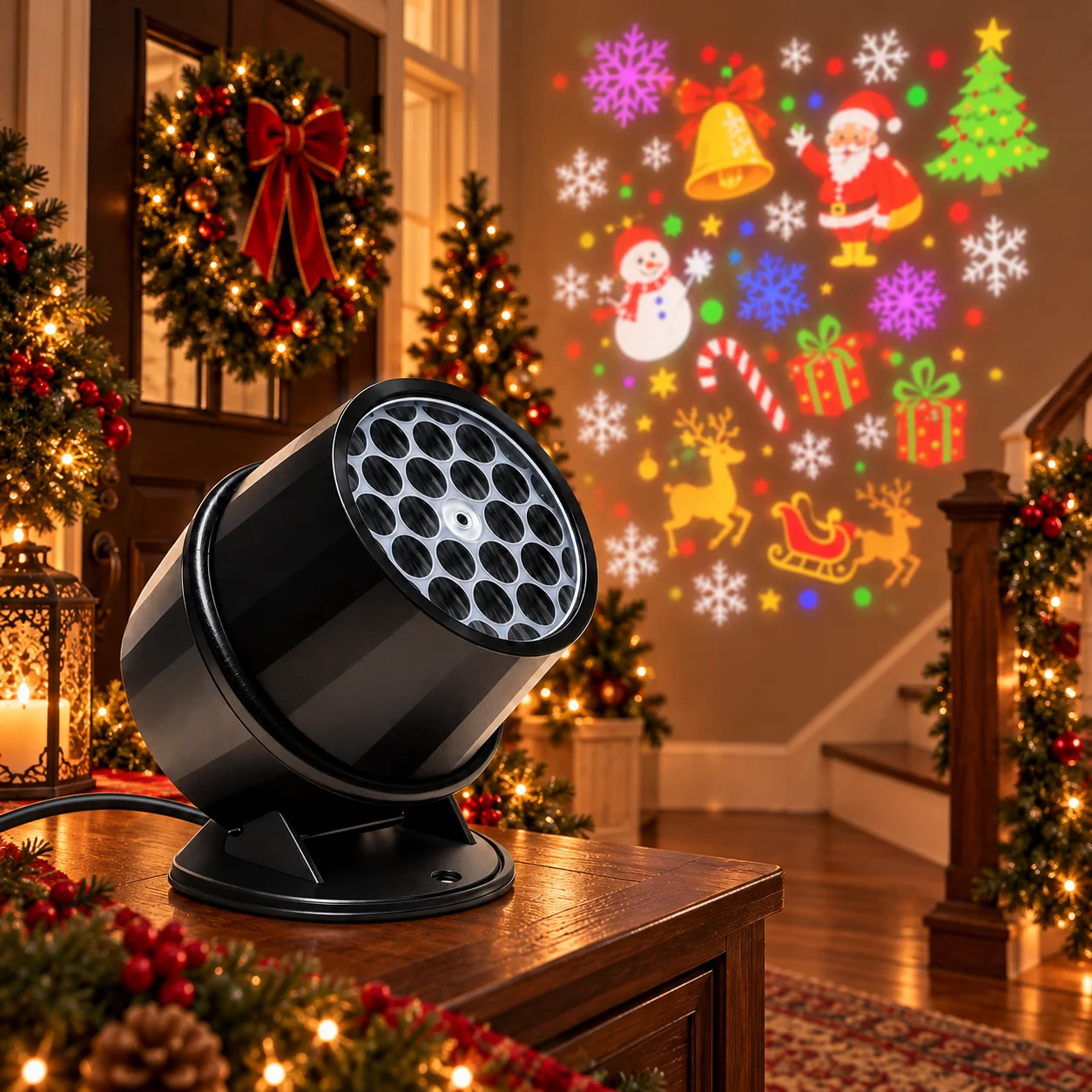 Christmas Projector Light with Colorful Holiday Patterns for Indoor Christmas Decorations & Home PartiesLight Up Your Christmas