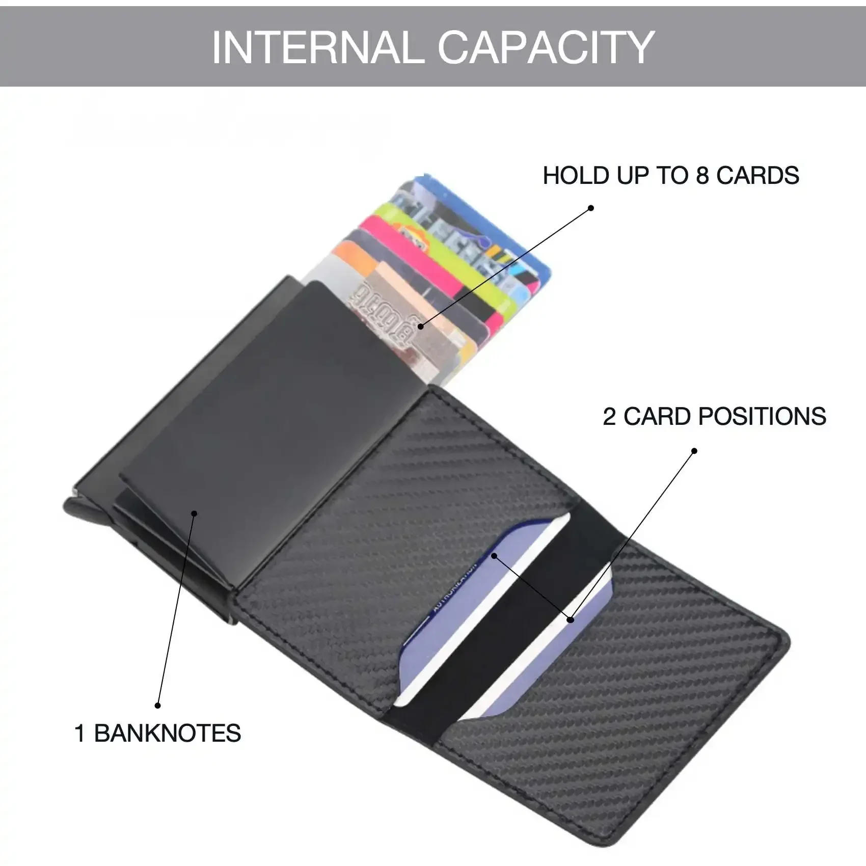 New Carbon Fiber RFID Blocking Men's Credit Card Holder Leather Bank Card Wallet Case Cardholder Protection Purse for Women