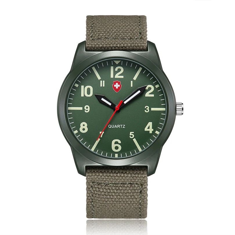 Montre à quartz de sport militaire simple pour homme, montre-bracelet en toile Reloj, cadran vert armée, facile à lire, nouvelle horloge, mode