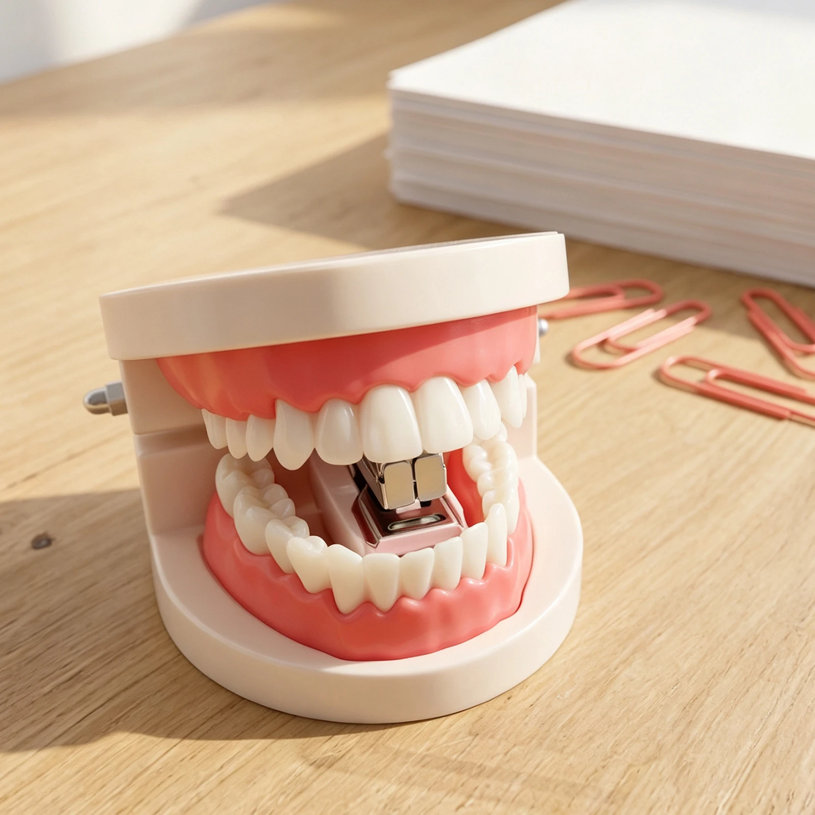 Funny Dentures Stapler Novelty Teeth Shaped Mini Portable Stapler Creative Dentist Gift Office Desk Stapler with Staples