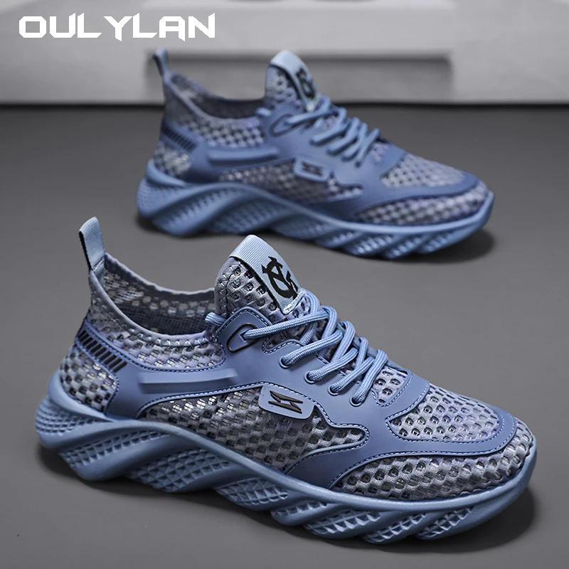 Fishing Wading Shoes Summer Thin Breathable Mesh Hollowed Shoes for Men's Lightweight Sneakers Outdoor Breathable Running Shoes