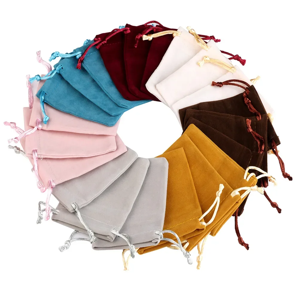 

10pcs 5x7cm Mixed Color Velvet Gift Bags High Quality Soft Velvet Christmas Jewelry Gift Display Packaging Drawstring Pouches