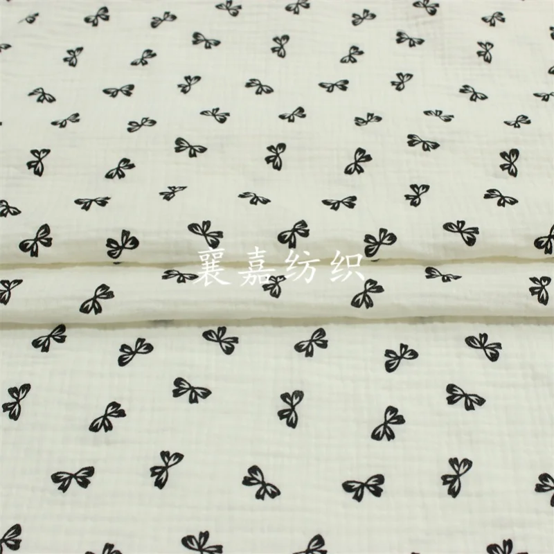 100x135cm Double Layer Cotton Gauze Crepe Fabric for Make Pajamas Sleepwear Bow Printing Home Clothes DIY Sewing Cotton Fabrics