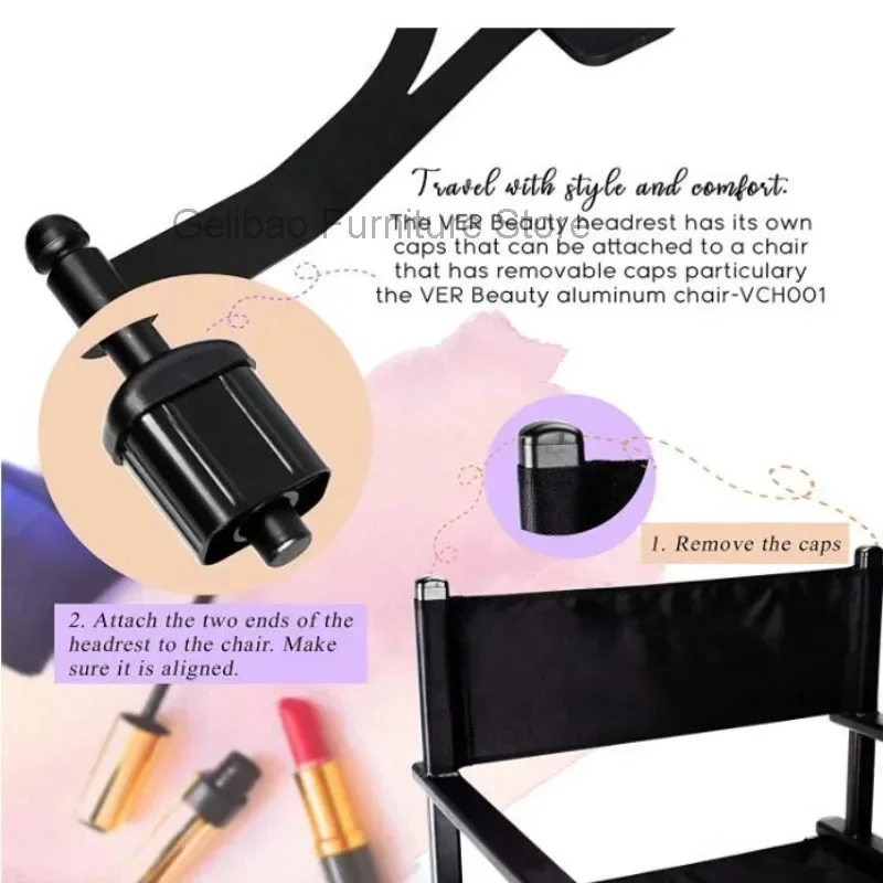 Beauty Aluminum Director Makeup Chair Headrest Portable Professional Artist Lightweight in Black Color