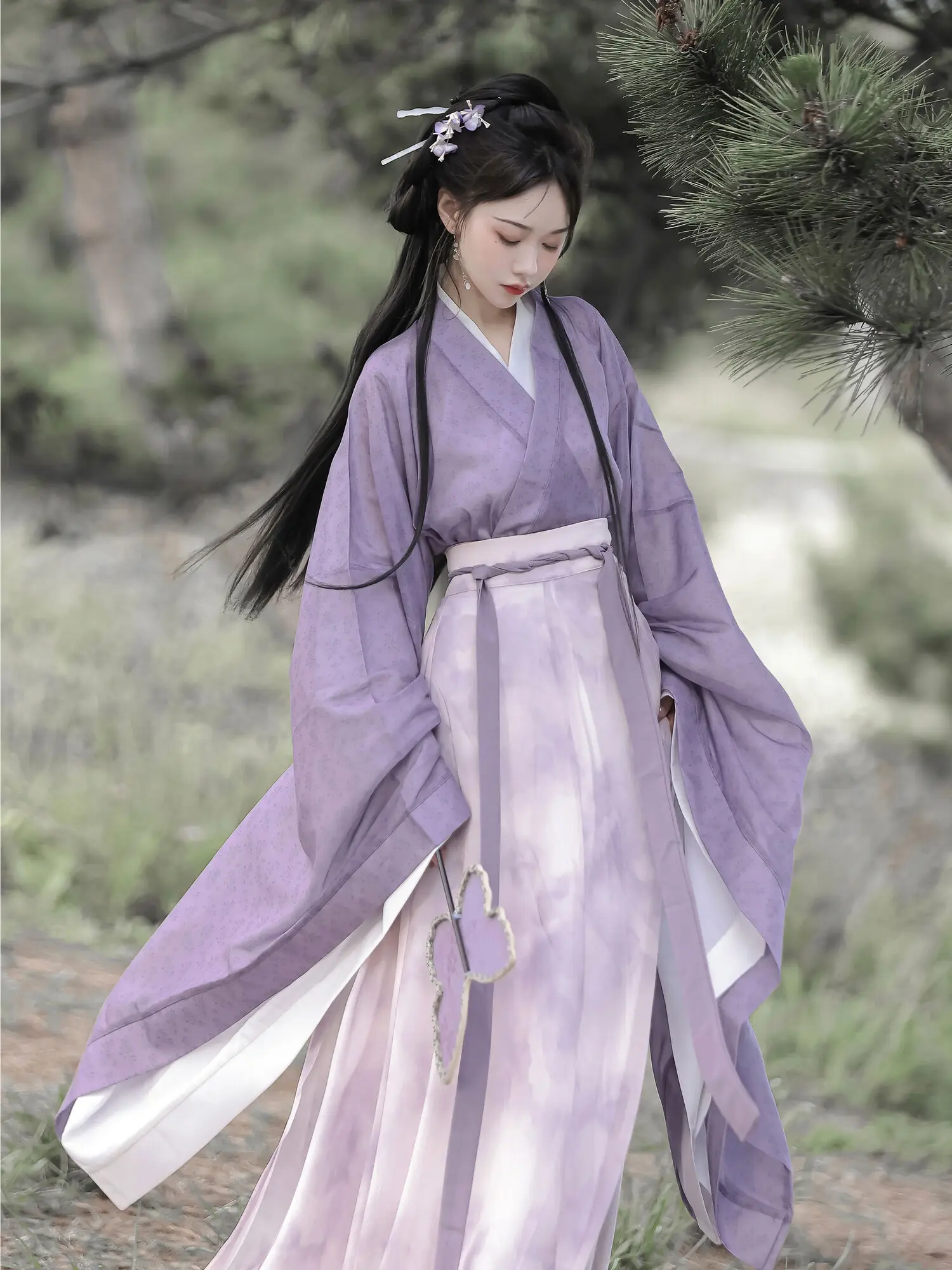 New Chinese Hanfu Wei Jin Dynasty camicia a maniche lunghe stampata in stile femminile con colletto incrociato in vita per i regali di capodanno