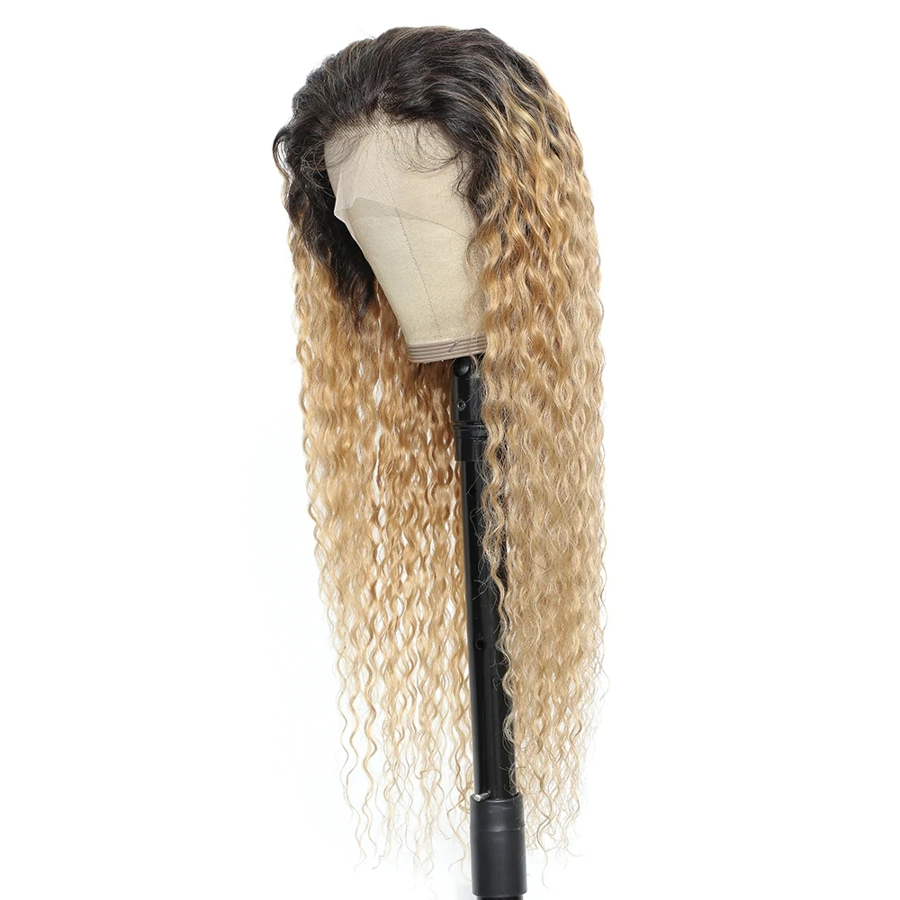 T1B/27 Brazilian Human Hair Water Wave Customize Wig 4x4/13x4 Lace Available Ombre Blonde Lace Frontal Wigs Pre Pluck EUPHORIA