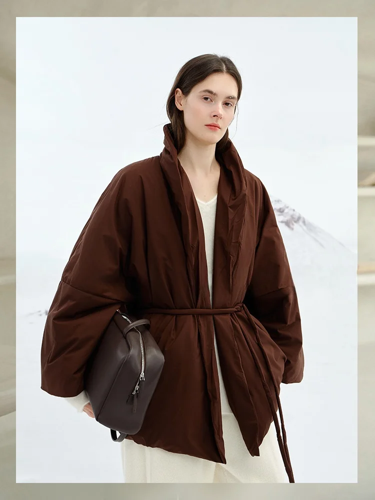 

Женская легкая куртка Ownsong Winter 2025 из гусиного пуха (95% белый пух), универсальное пальто в китайском национальном стиле