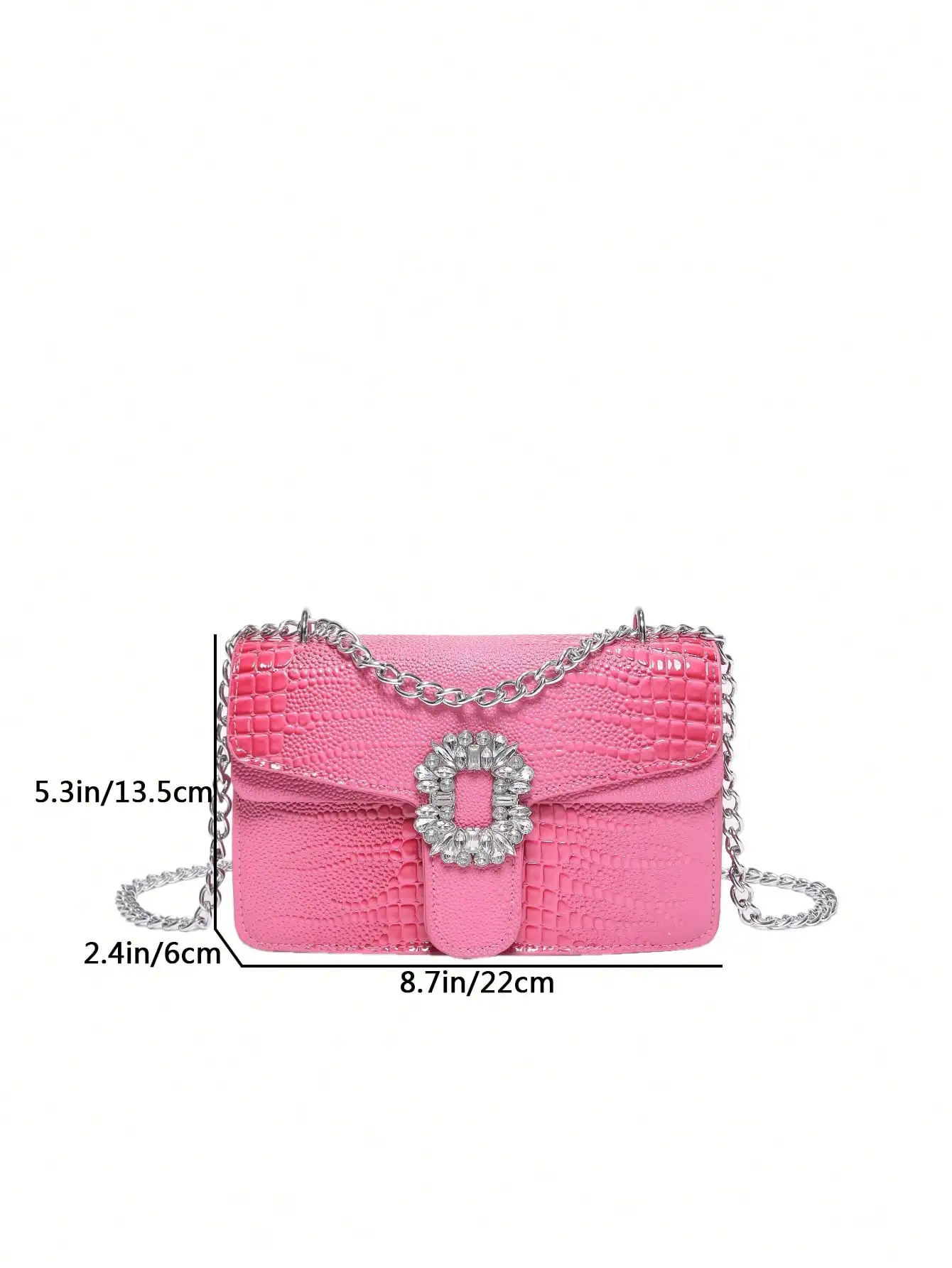 Crocodile Embossed Shoulder Bags For Women Flap PU Leather Fashion Rhinestone Decor Small Square Crossbody Bag Designer Handbag