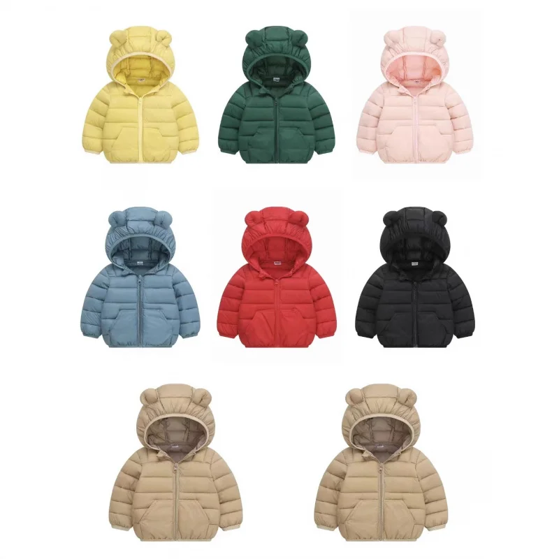 

Kids Winter Warm Down Coat Boys Hooded Jackets Autumn New Children Cotton Clothing Girls Thickened Casual Zipper Outerwear 1-6Y