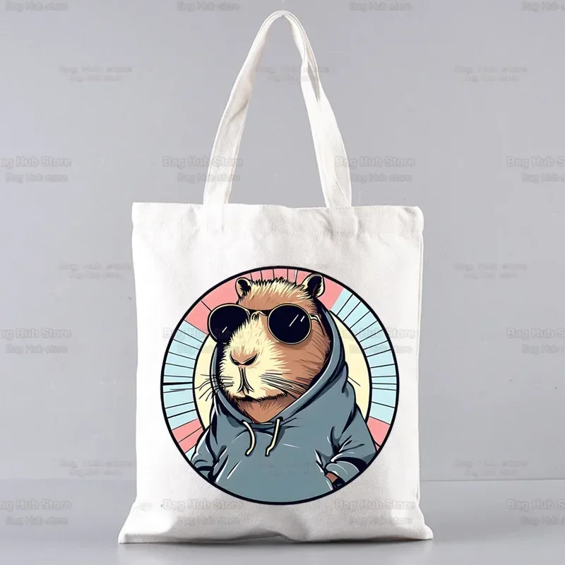 

Милая сумка-шоппер с принтом капибары в стиле каваи, холщовая сумка-тоут, женская сумка, сумка через плечо в стиле Харадзюку