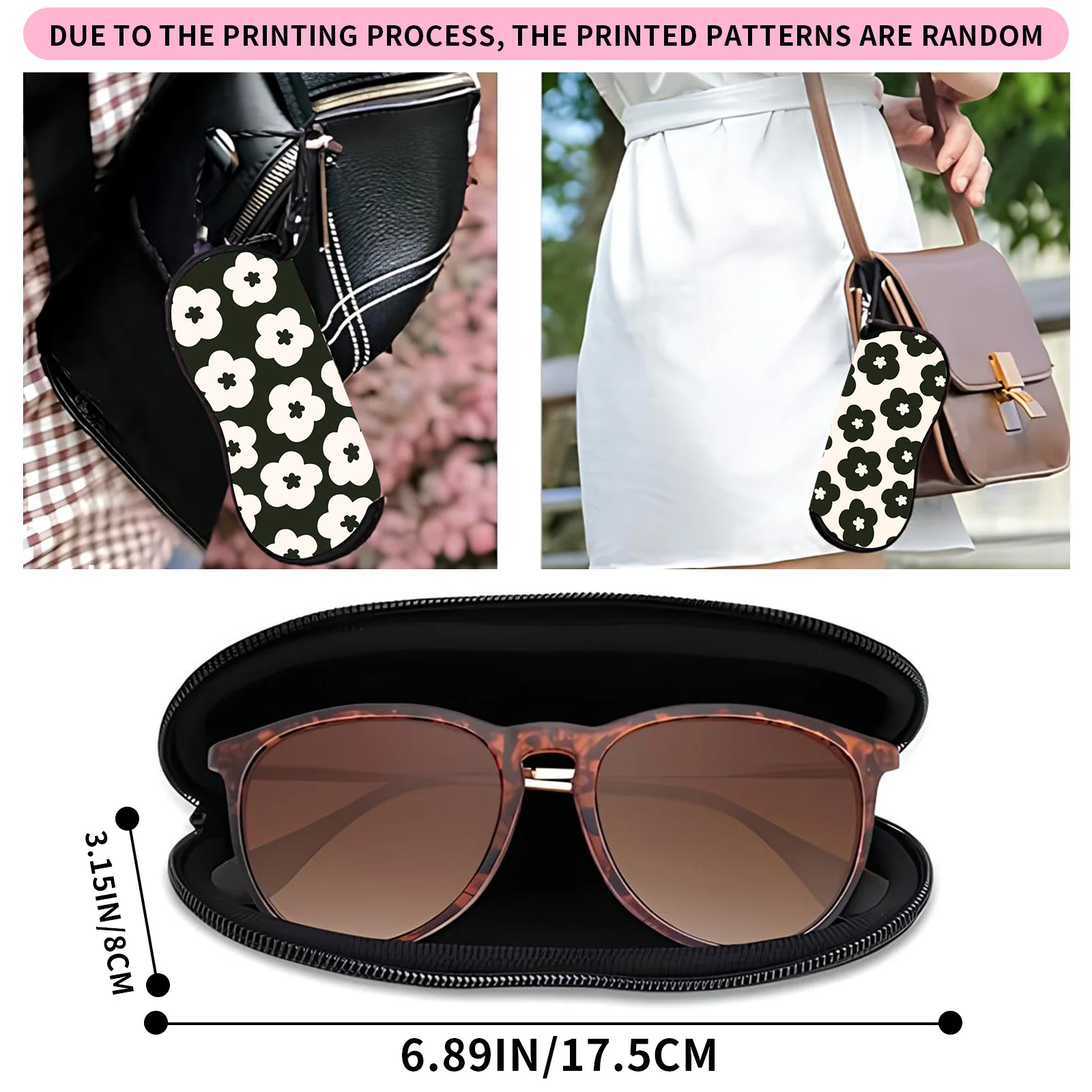 1Pcs Soft Sunglasses Case,Neoprene Zipper Glasses Pouch,Portable Eyeglasses Ba image 6