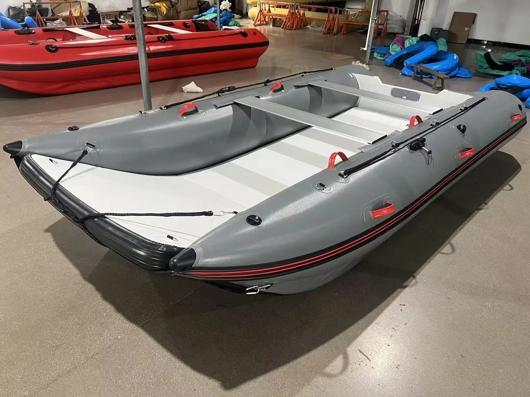 True Kit Style 450x200cm Hypalon PVC Folding Stable Inflatable Catamaran Dinghy Mini Cat Boat 6 Persons