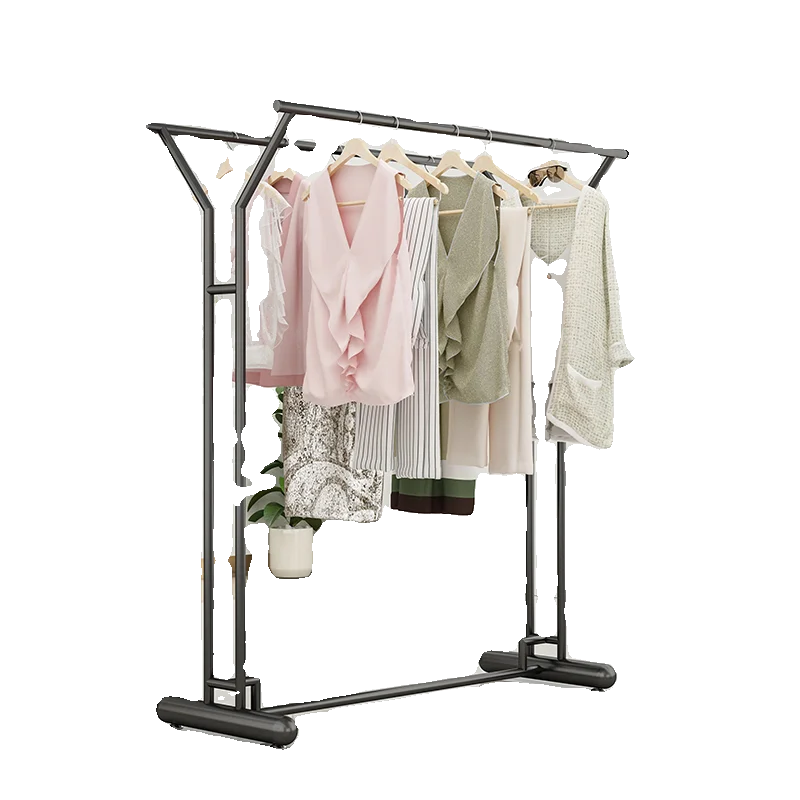 

Simple women's clothing store display rack Floor hanger Clothing store special wrought iron black floor shelf display rack