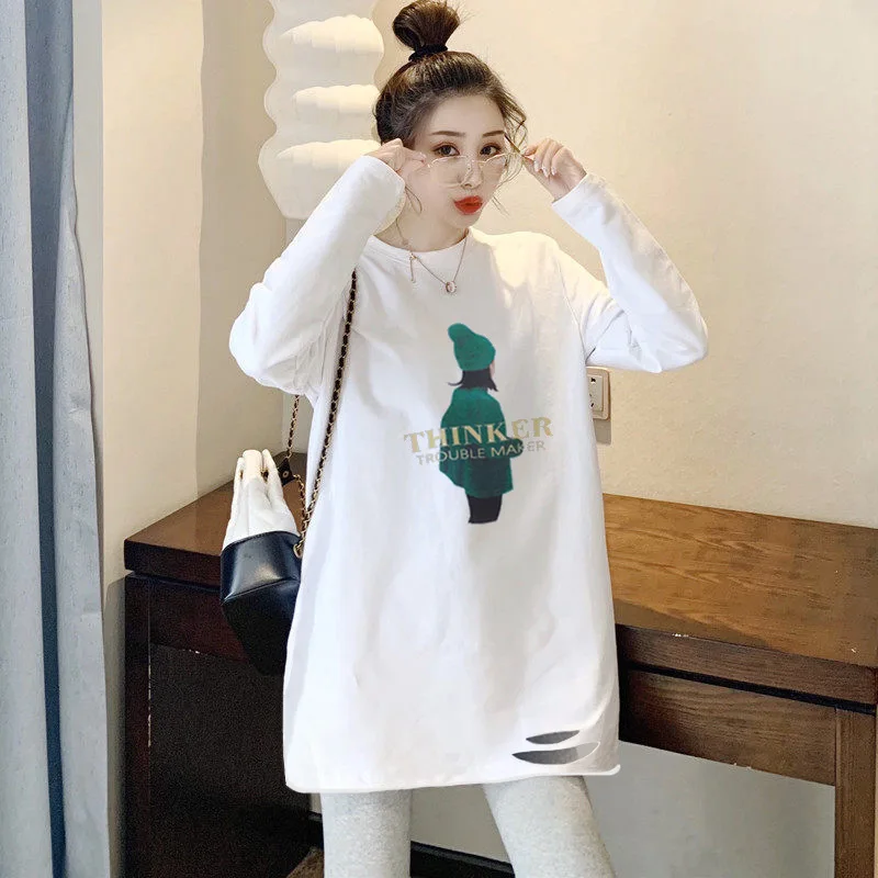 T-shirt Women spring/summer Velvet Render Unlined Cotton Long Sleeve Fashion Loose women's Tshirts Dropshipping CPMYT001