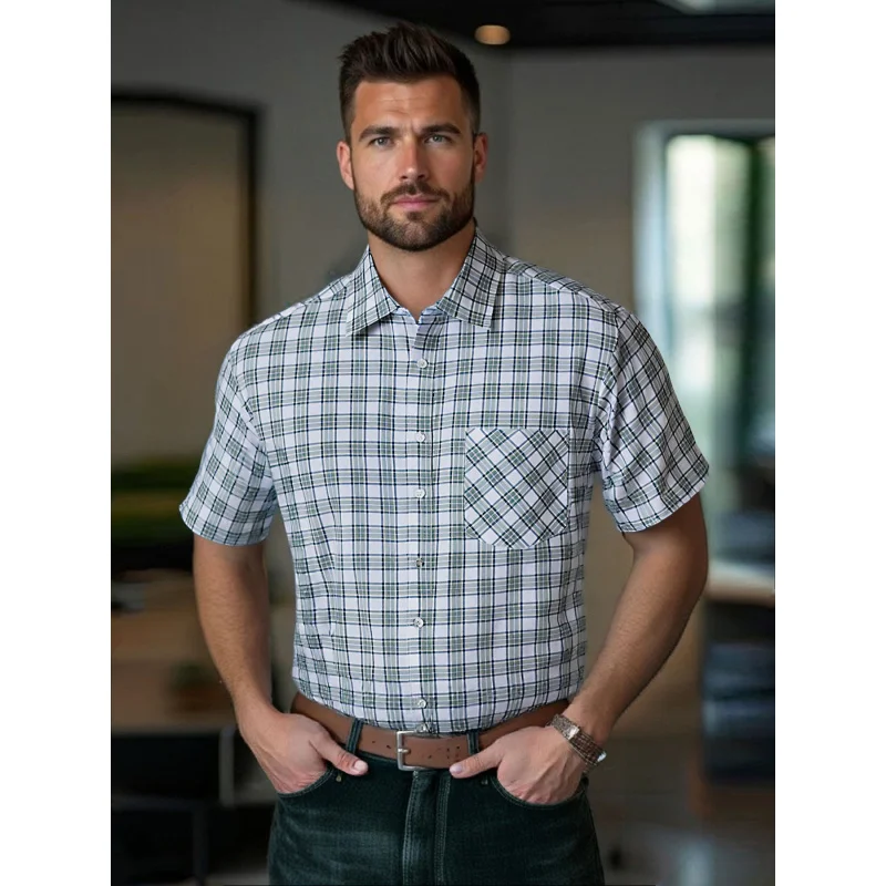 

Men's Summer Classic Professional Casual Plaid Shirt Breathable Skin-Friendly Men's Shirt