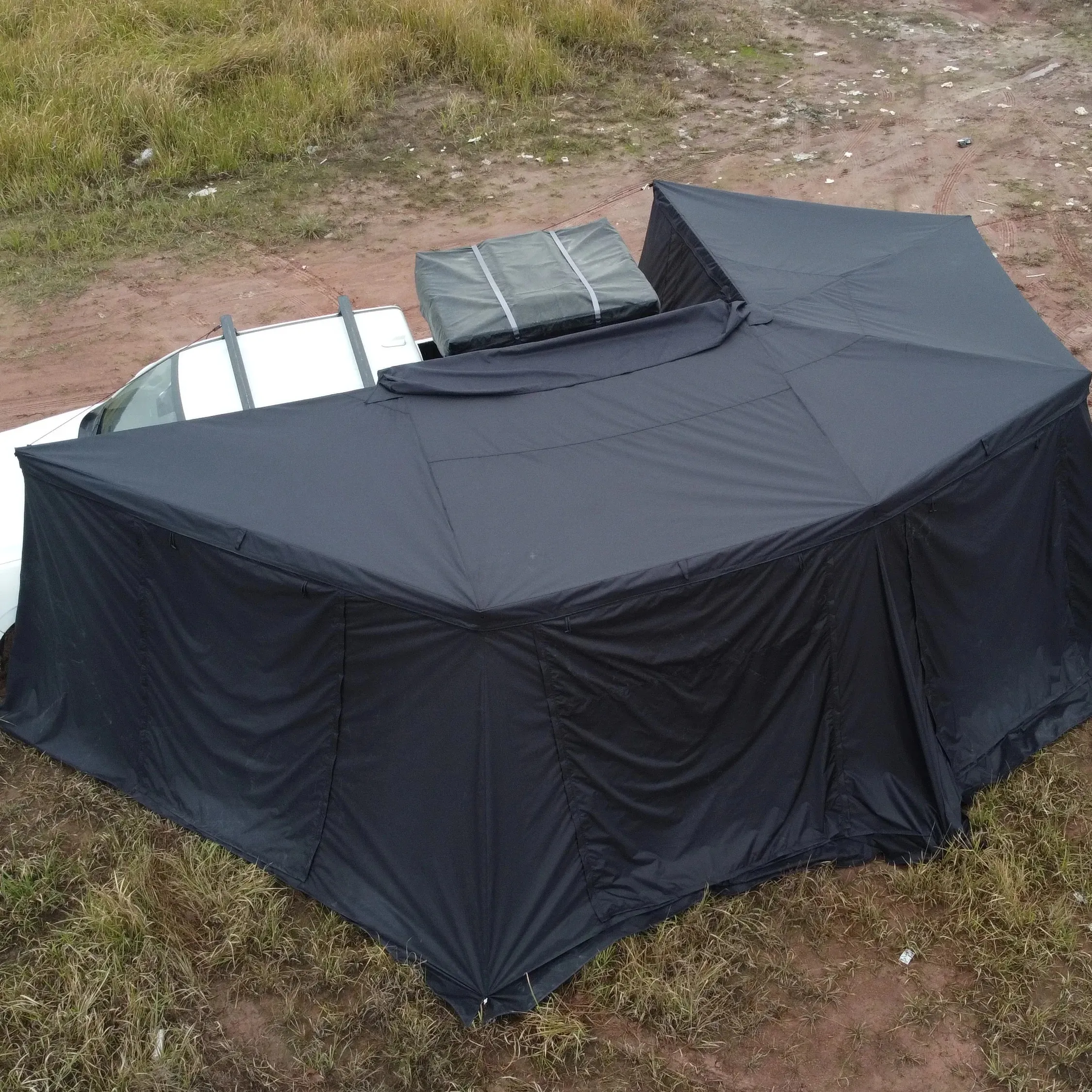 360 Degree Car Awning 2.5M,LED Light Portable Car Awning Tent Side Wall Windproof UV-Resistant Retractable Aluminum Pole