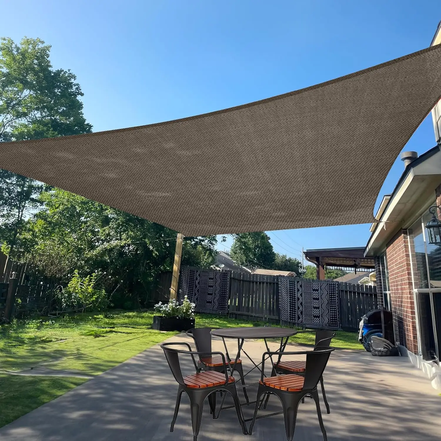 

Sun Shade Sail 9' x 20' Brown Rectangle Canopy Sail Shade Cover UV Block Permeable Sunshade Outdoor for Patio Backyard Deck Perg