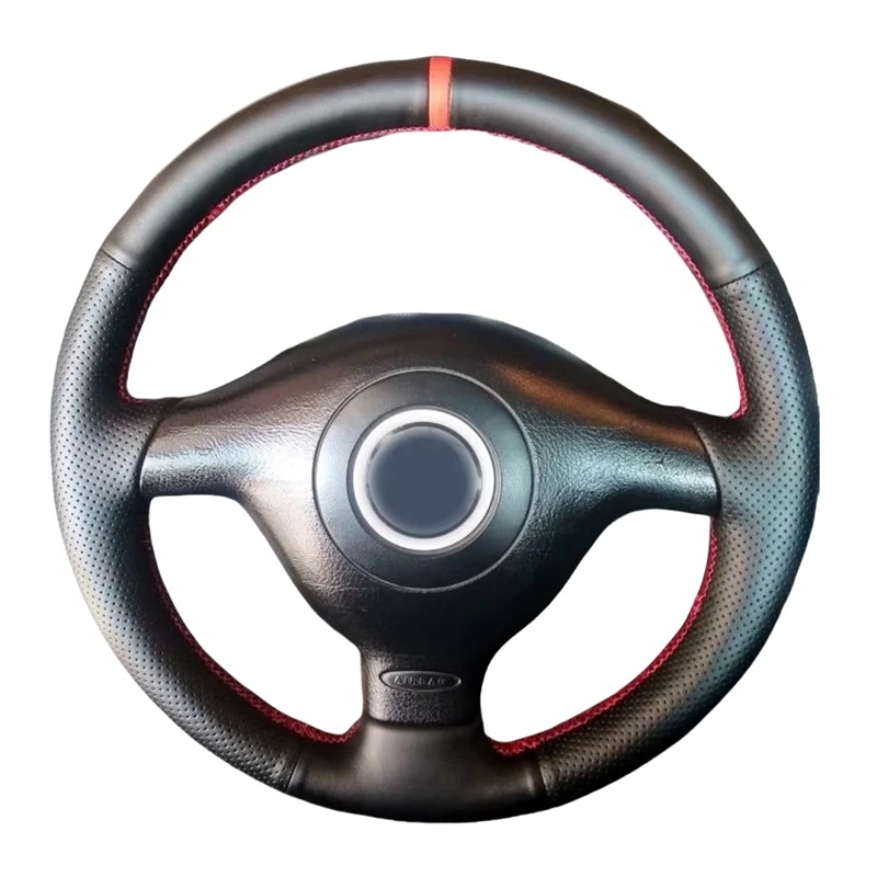 Non-Slip Black Leather Car Steering Wheel Cover Braid For Volkswagen VW Golf 4 Passat B5 1996-2003 Seat Leon 1999-2004 Polo - Image 2