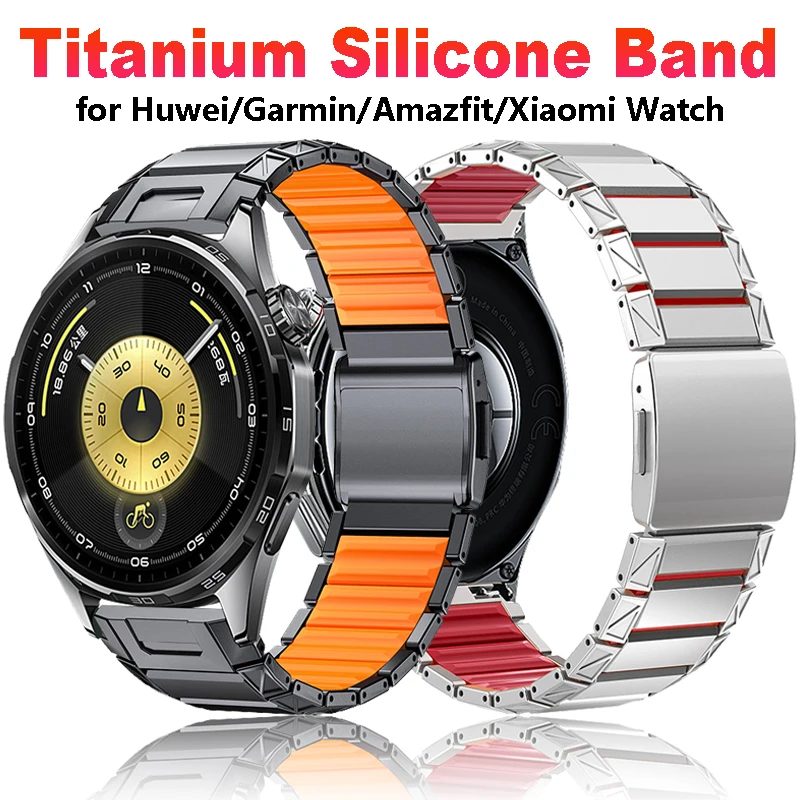 22mm Titanium Silicone Strap for Huawei Watch GT6 Pro GT5 Pro 46mm 4/4Pro Magnetic Band For Huawei Watch GT6/GT5/GT4/GT3/GT 46mm