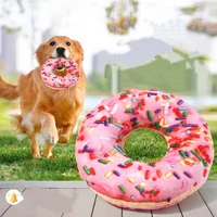 New Plush Dog Toy Doughnut Pizza Shape Pet Squeaky Toys for Small Large Dogs Cleaning Teeth Puppy Chew Sound Toy Pet Supplies 2