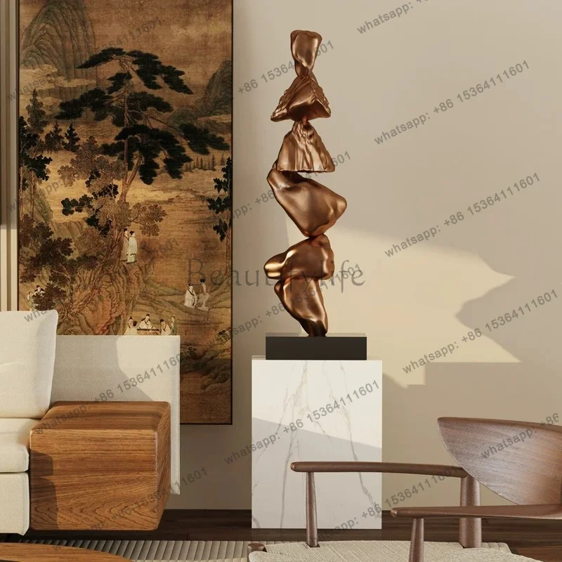 PG wabi-sabi wind comes and goes large ornament floor-to-ceiling sculpture, next to the sofa art hotel villa decoration