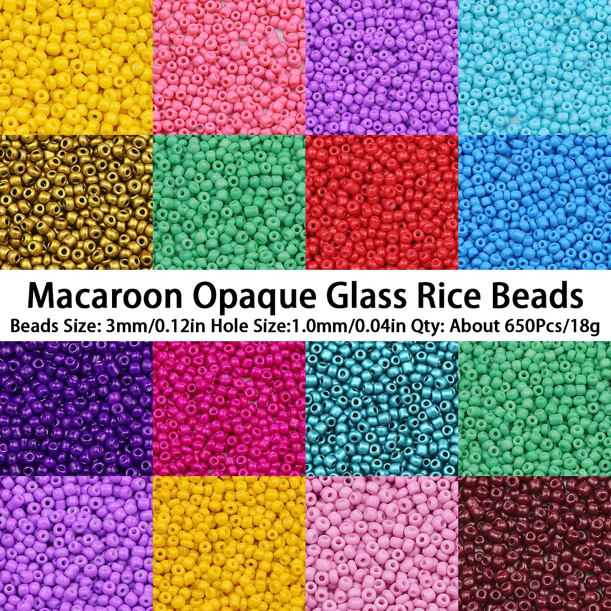 3MM 650PCS 18g Millet Beads Orbicular Solid Color Subtlety Spacer  For Jewelry Making Beaded Bracelet Earring DIY Accessories