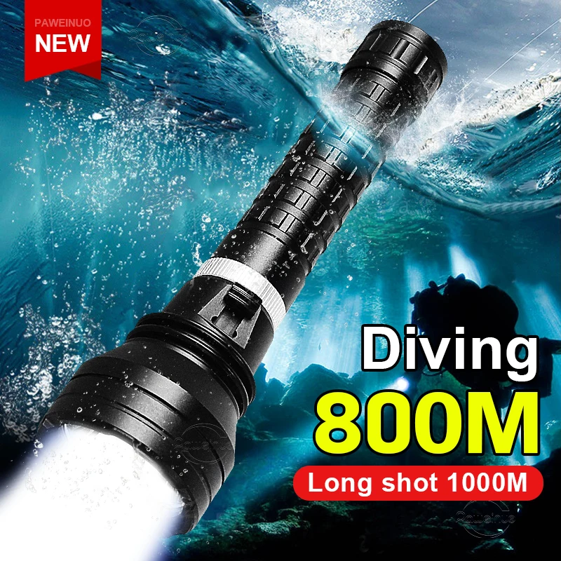 XHP160 Profession Diving Flashlight Powerful Diving Torch 800M Underwater Lamp IPX8 Waterproof LED Flashlight Scuba Diving Light