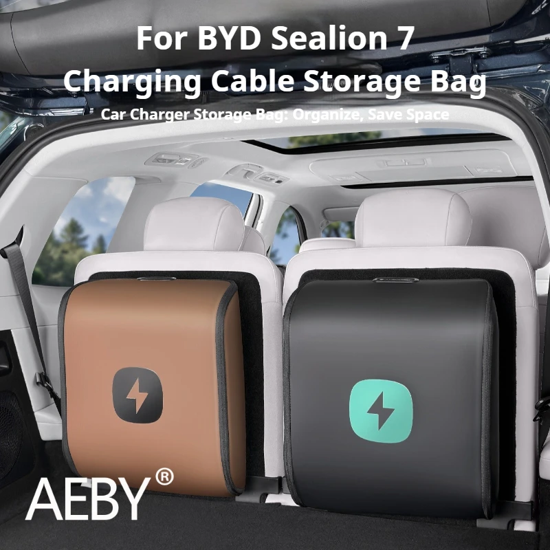 

AEBY для BYD Sealion 7 2024, портативная сумка для зарядного кабеля, водонепроницаемый прочный чехол для зарядного устройства для электромобилей, органайзер, автомобильные аксессуары