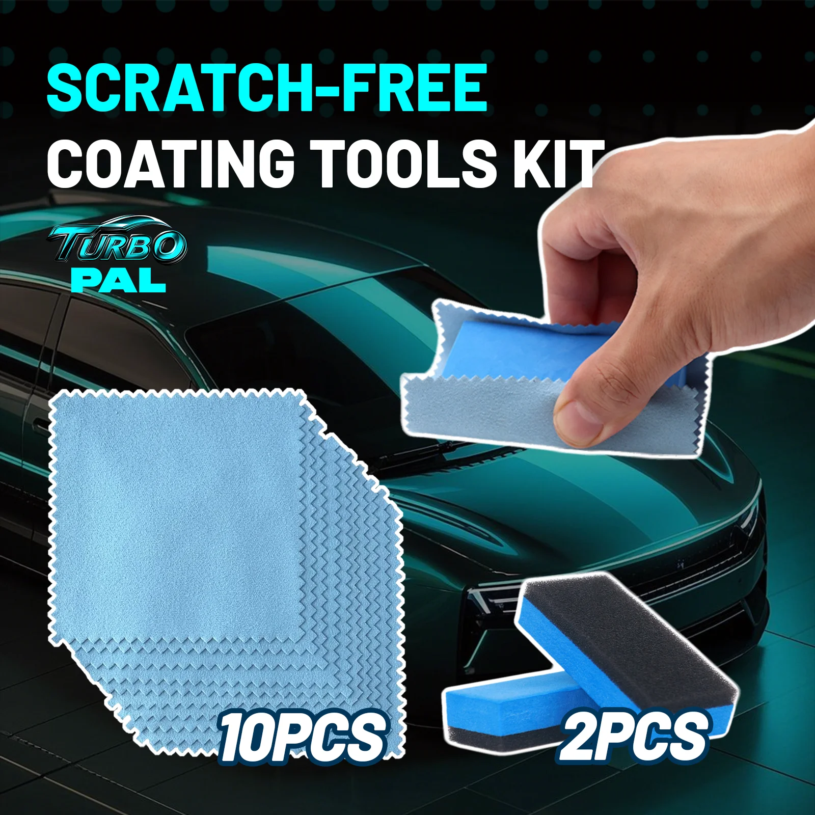 TURBOPAL 12pcs Scratch-Free Coating Applicator Kit, Micro-Suede Cloths & Ultra-Thin Foam Applicators for Scratch-Free Detailing