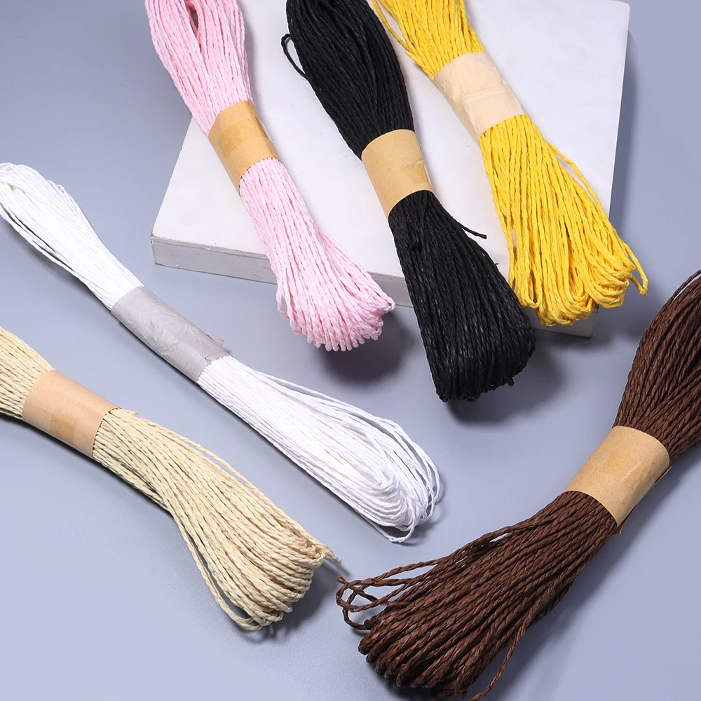 Ca. 30 m bunte Raffia-Gras-Schnur, geflochtenes Seil, Doppelstrang, DIY-Schmuckherstellung, Geschenkverpackung, Blumenkunst, Dekorationszubehör – Detail 6