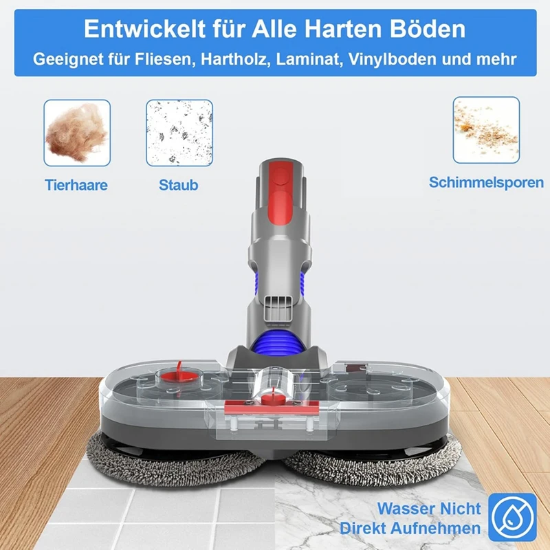 Attacco AD-Mop per aspirapolvere Dyson V7/V8/V10/V11/V15, mocio elettrico per pavimenti con serbatoio dell'acqua rimovibile