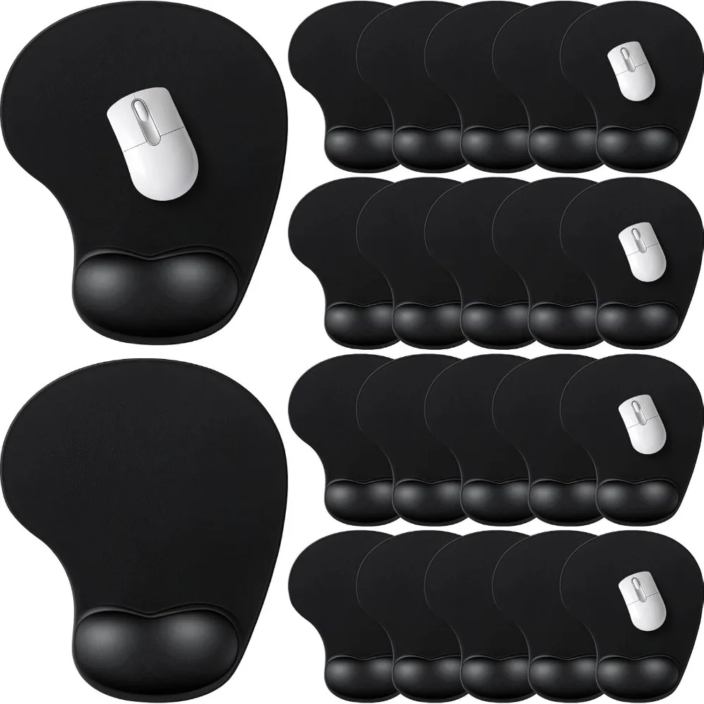 24-Piece Ergonomic Mouse Pad with Wrist Support - Black Gaming Mouse Mat for Home and Office Use