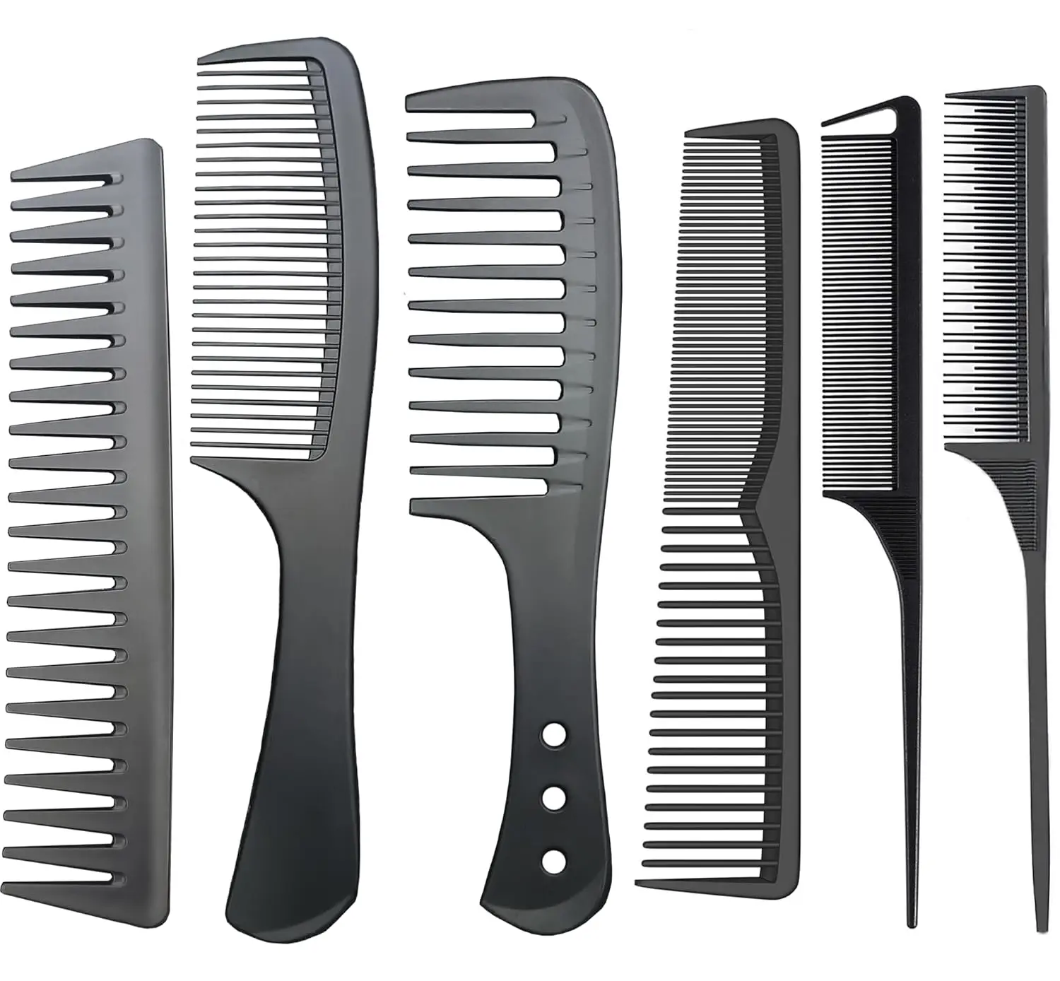 

6-Piece Carbon Fiber Comb Set - Anti-Static, Heat Resistant for Styling & Detangling