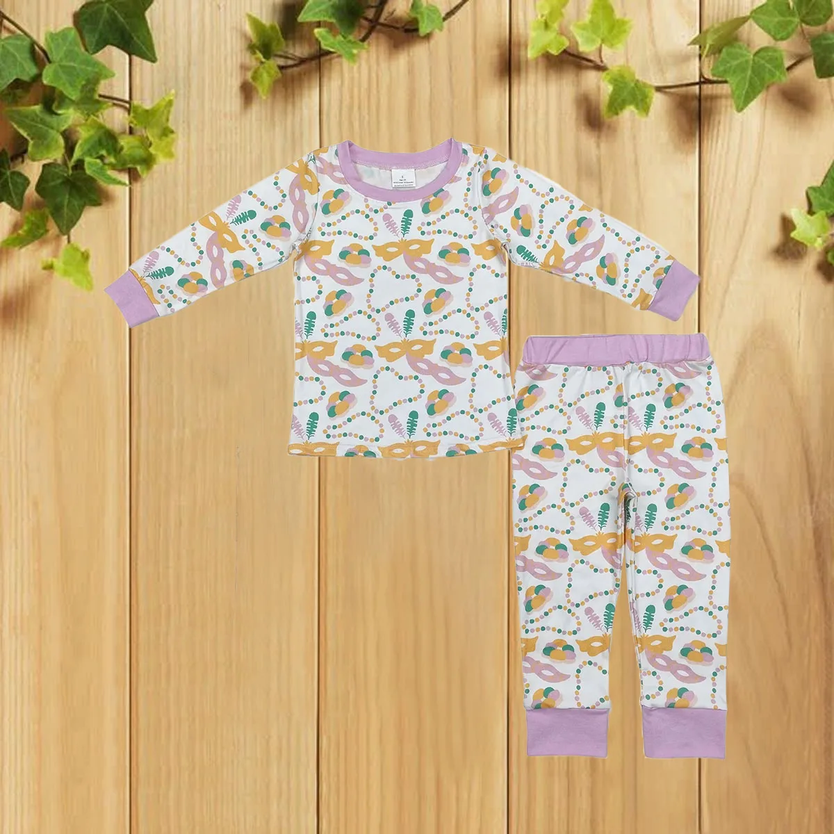 10.18 الخريف كرنفال قلادة قناع مجموعة لطيف الزي للأطفال مع الأرجواني والأبيض طويلة الأكمام السراويل وملابس خاصة للفتيات