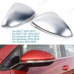 2PCS For VW Golf 7 MK7 2013-2017 Touran Lamando Sportsvan Matte Chrome Silver Rearview Mirror Cover Protection Cap Car Styling