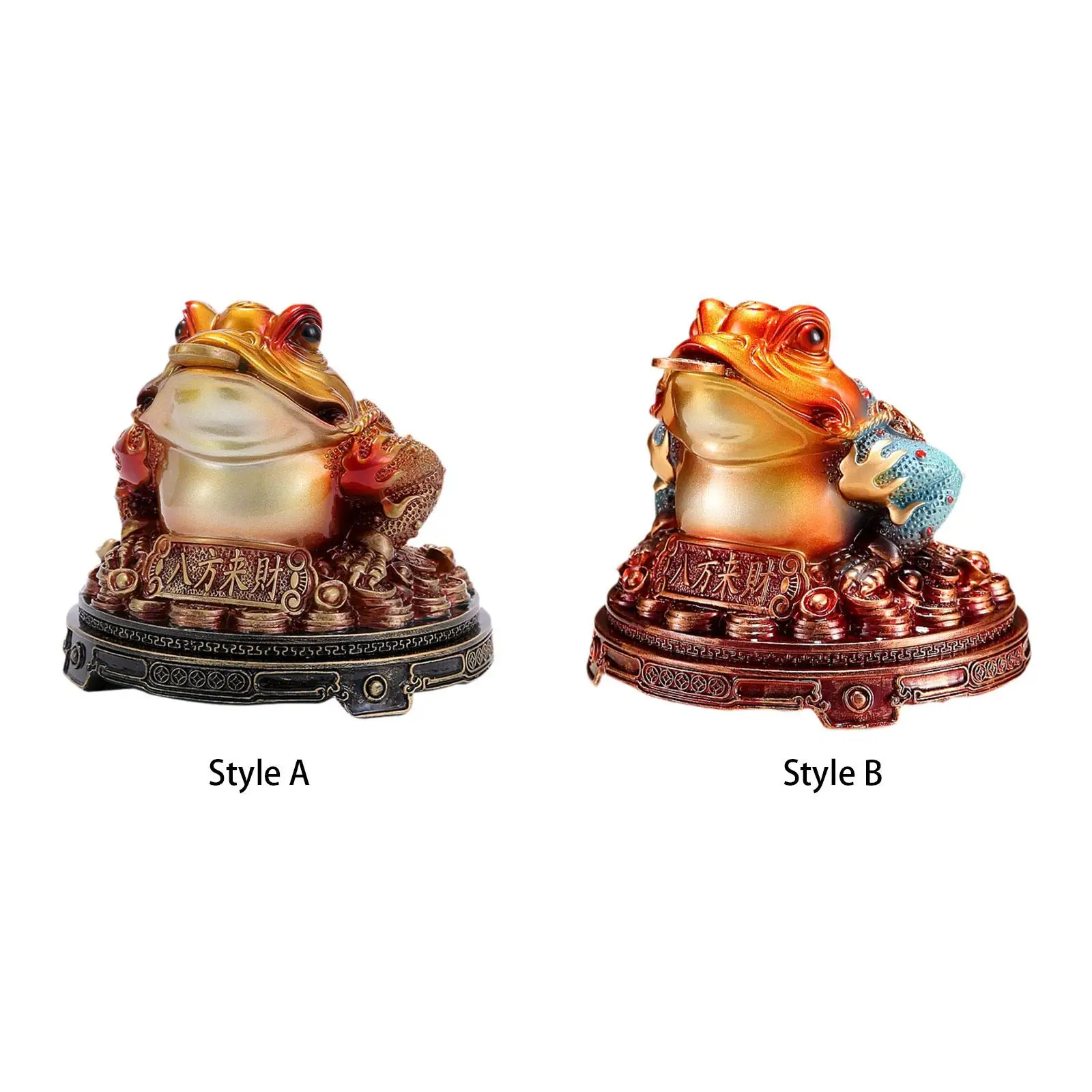 Traditional Chinese Lucky Money Frog Statue Handcrafted Table Ornament Desk Decoration for Side Table Collection Lightweight