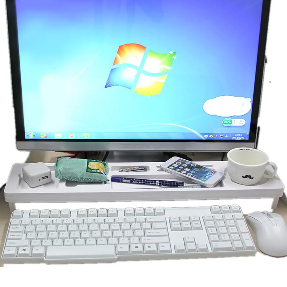 

Keyboard Storage Rack Office Removable Floating Desktop Organizer Cup Pen Holder Stationery Storage Box Desk Tray