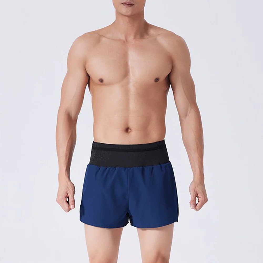 Mens Shorts Net Pocket Waist Zipper Pocket Double-Layer Close-Fitting Sport Shorts Summer Thin Running Jogging Shorts Men\'S Wear