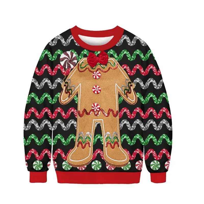 Women Men Ugly Christmas Sweater 3D Funny Printed Long Sleeve O-neck Christmas Sweaters Jumpers Tops Pullover Xmas Sweatshirt