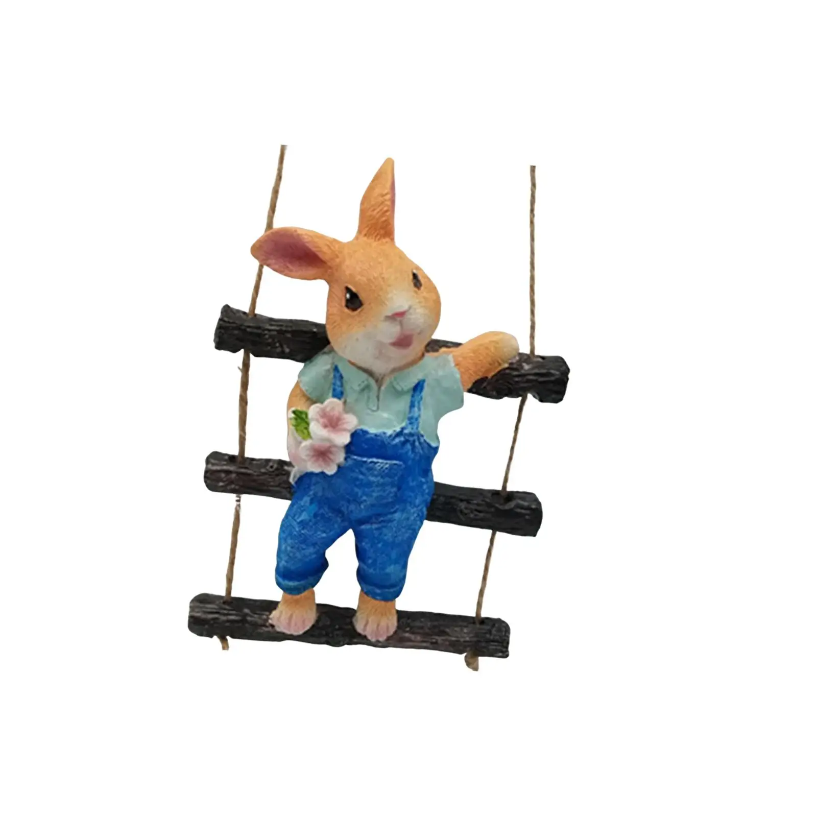 Hanging Outdoor Rabbit Figurine Handpainted Crafts for Yard Courtyard Patio