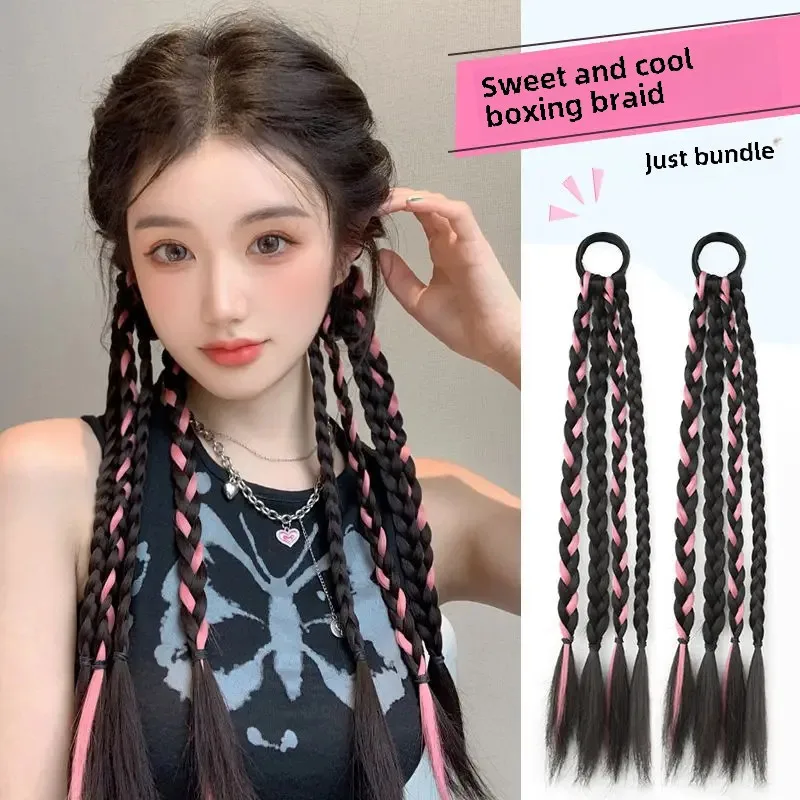 المرأة الحلو كول كابل متماسكة شعر مستعار اليدوية تحرير فتاة حار الشعر القذرة الطبقات مزدوجة ذيل الحصان شعر مستعار الألياف الآسيوية الشعر التمديد #1