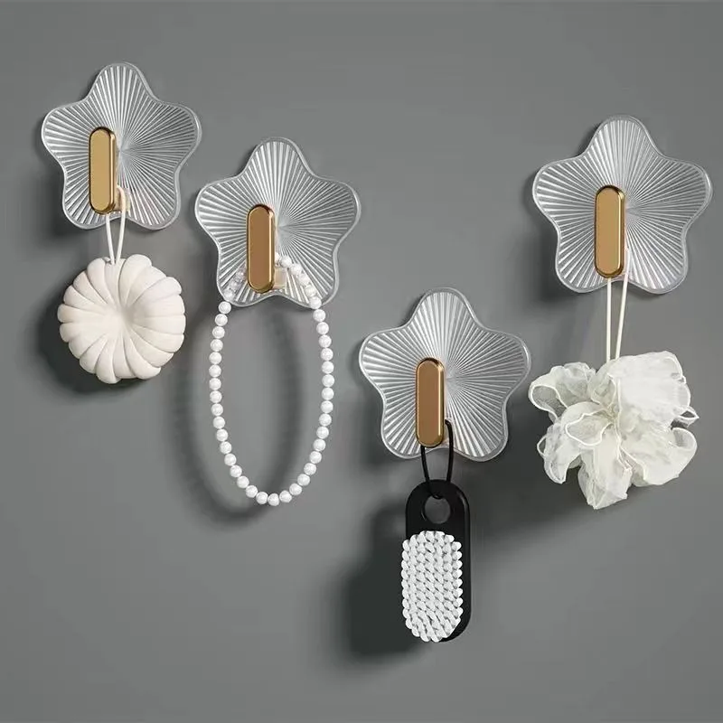 Star Traceless Adhesive Hook, Thickened Acrylic Non Perforated Wall Hook, Bathroom Storage and Shower Products, Light Luxury Decoration Hook